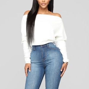 Cold shoulder ivory sweater